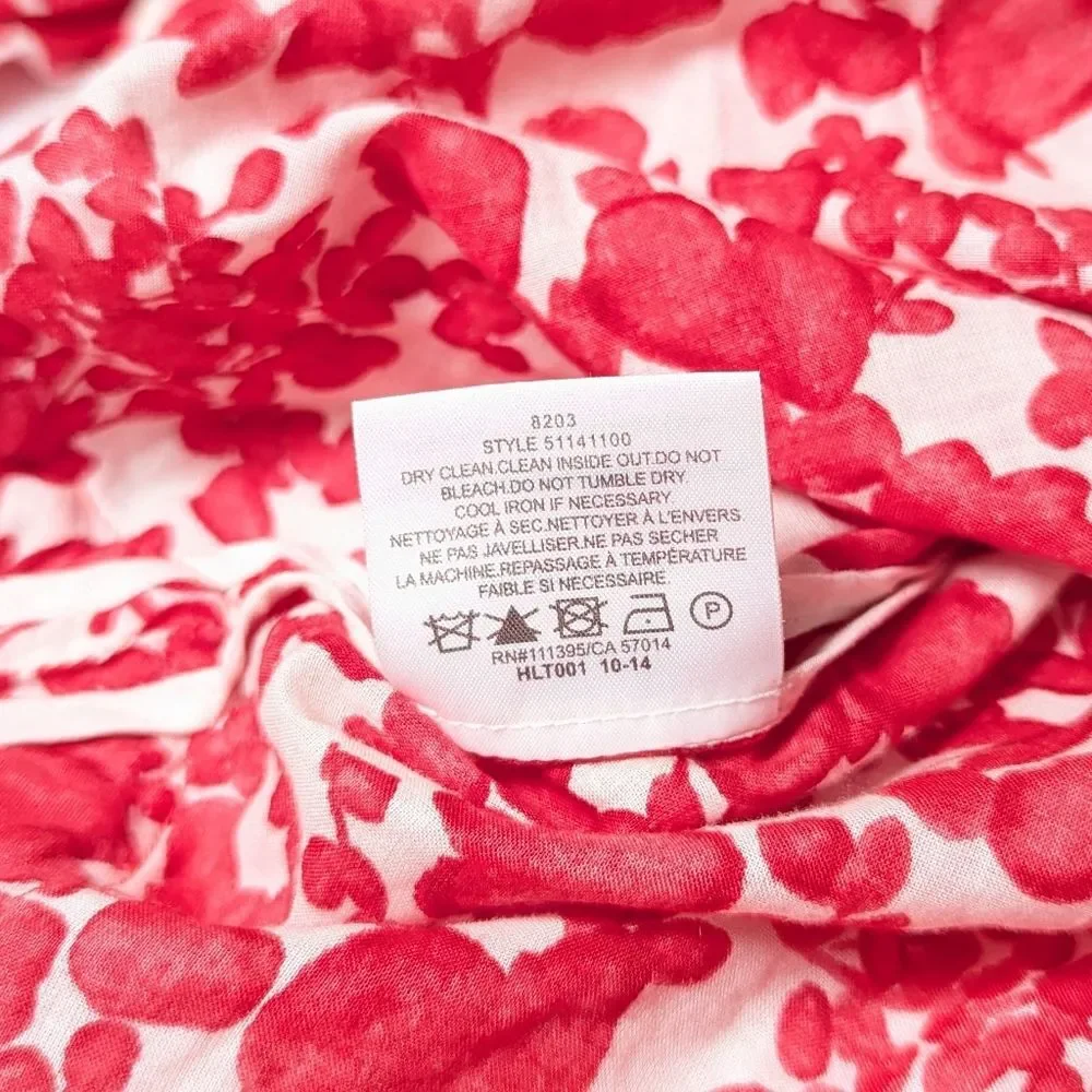 Tory Burch Red Floral Crochet Ribbon Details Blouse